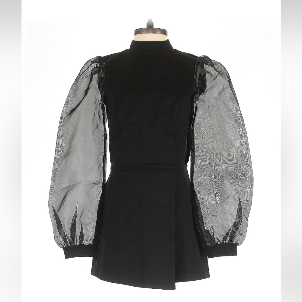 Elegant Black Romper with Sheer Sleeves NWT